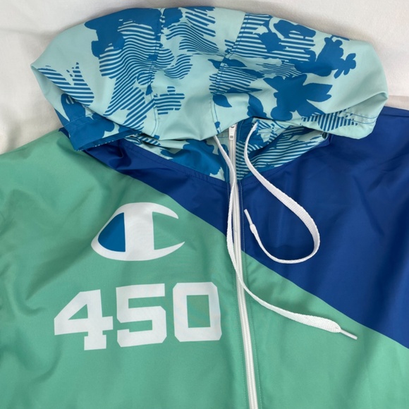 Champion Think 450 NBPA Rare Lightweight Half Zip Jacket Blue and Green - Picture 8 of 15